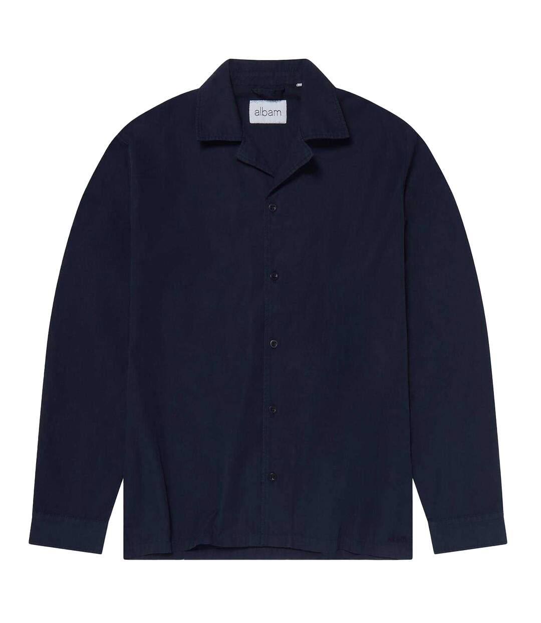 Mens Revere Collar Long-sleeved Shirt Dark Navy Albam-1