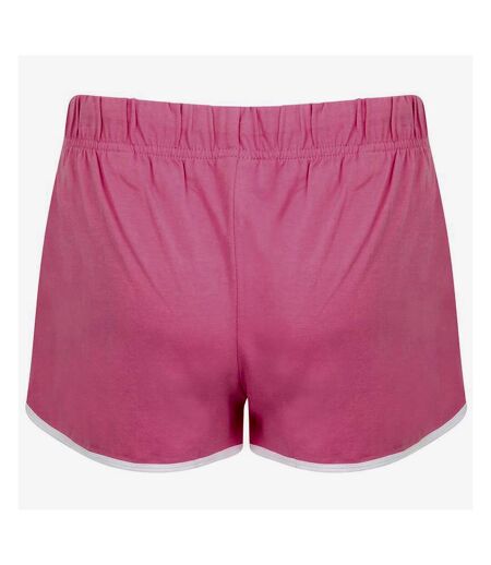 Skinni Fit Womens/Ladies Retro Training / Fitness Sports Shorts (Bright Pink/ White) - UTRW2838