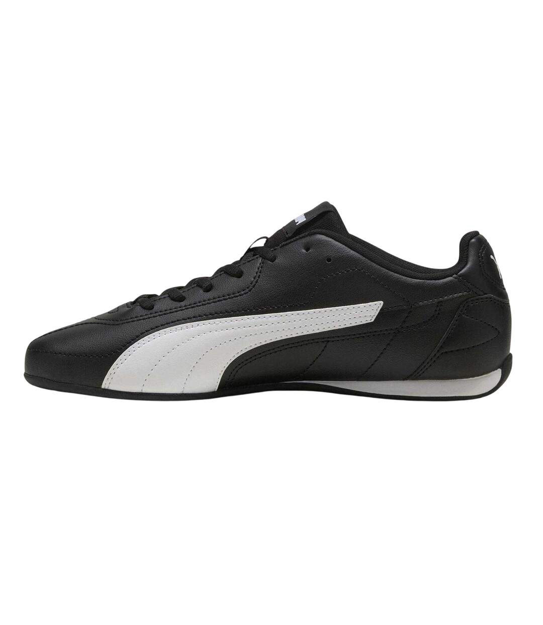 Mens Catch Leather Low Cut Flat Trainers Black White Puma-2