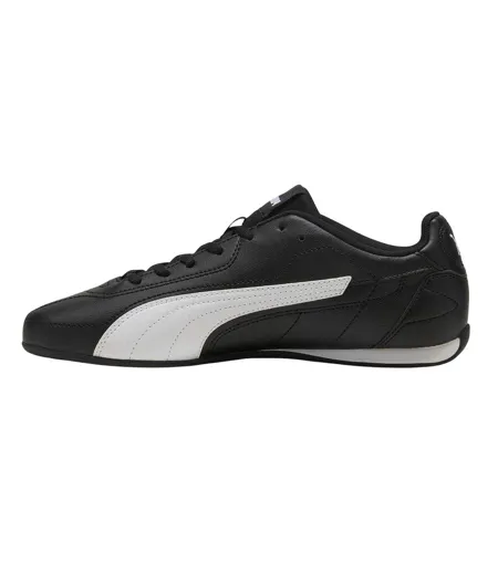 Mens Catch Leather Low Cut Flat Trainers Black White Puma