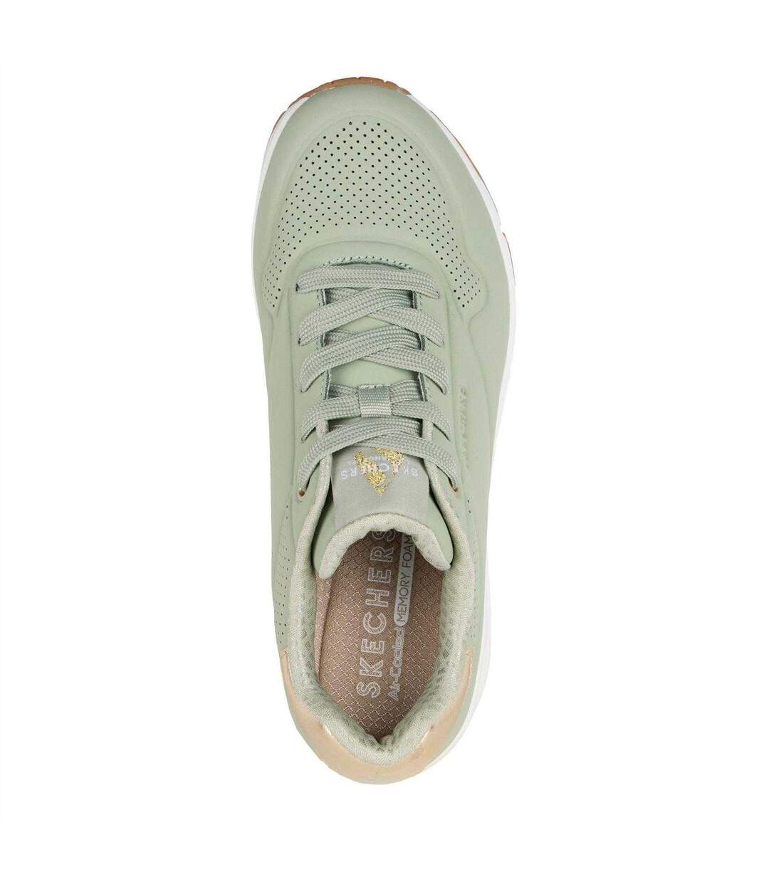 Baskets Uno Stand On Air Femme Vert De Gris Clair Or Métallisé Skechers-4