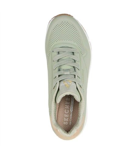 Baskets Uno Stand On Air Femme Vert De Gris Clair Or Métallisé Skechers