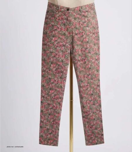 MAYFLOWER BELINDA2O - Pantalon stretch imprimé fleuri orange : fraîcheur et confort absolu
