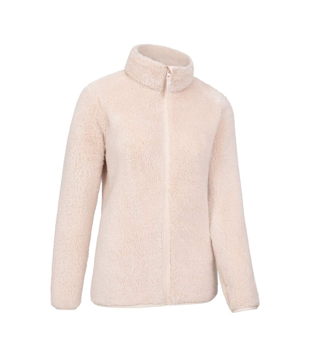 Womens/ladies teddy fleece full zip jacket beige Mountain Warehouse-3