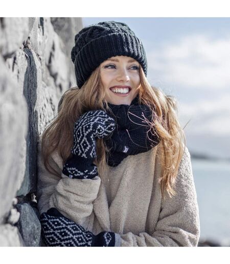 Ladies Cable Turnover Warm Thermal Beanie Hat