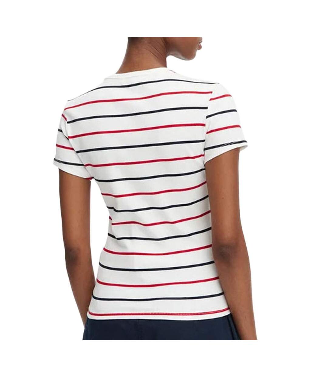 T-shirt beige femme tommy hilfiger slim-2