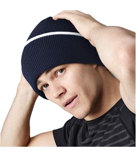 Beechfield Unisex Knitted Winter Beanie Hat (French Navy/White) - UTRW251