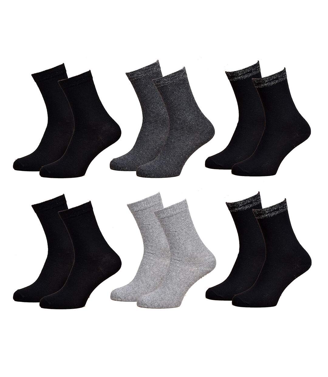 Chaussettes Femme Fantaisie Confort Coton Majoritaire Pack de 6 Paires Laine majoritaire-1