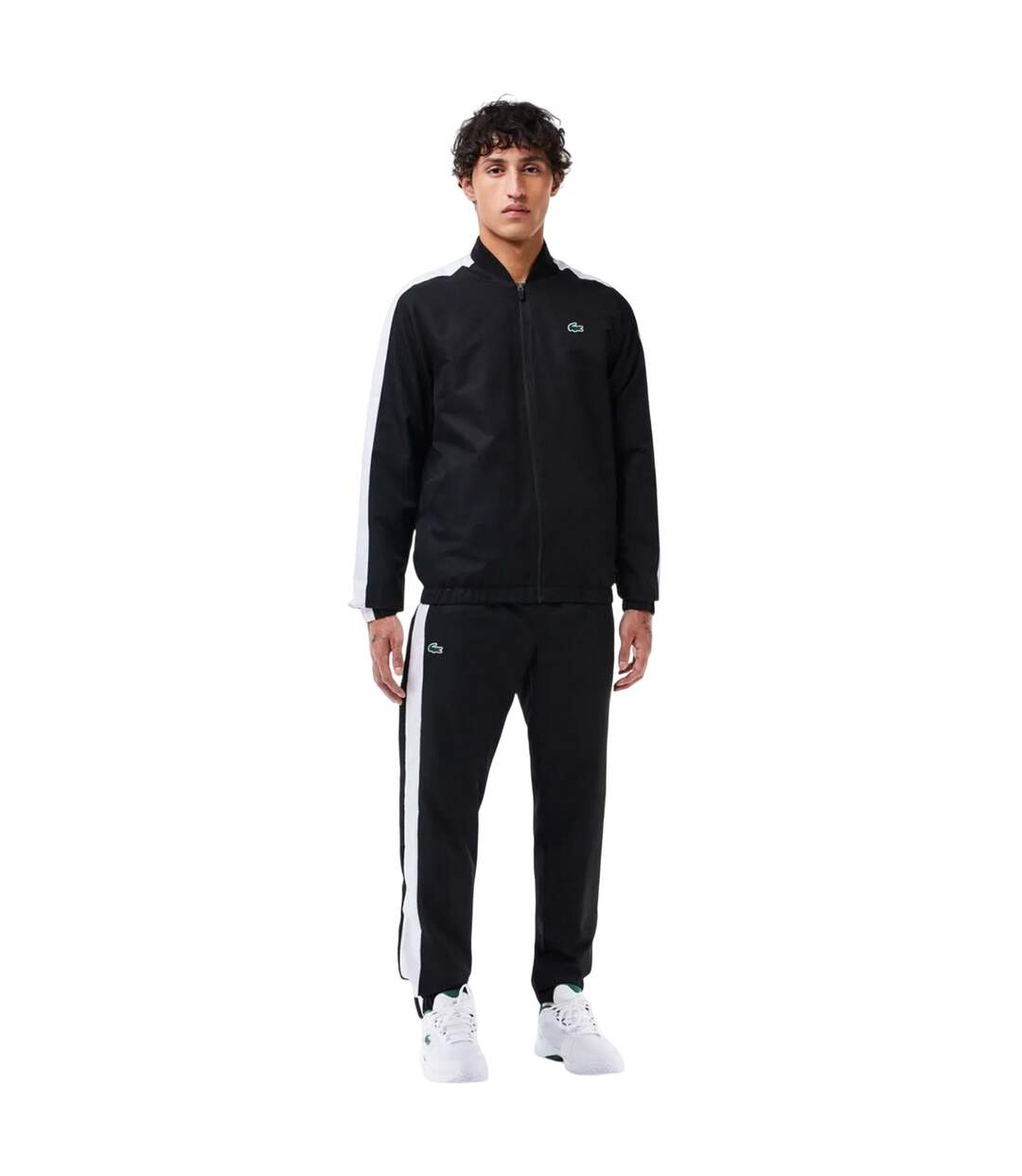Mens Colourblock Tennis Tracksuit Set Black White Lacoste-1