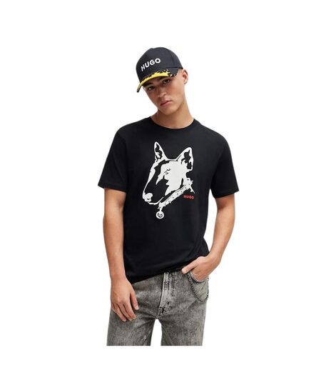 Unisex Adult Dog T-shirt Black Hugo