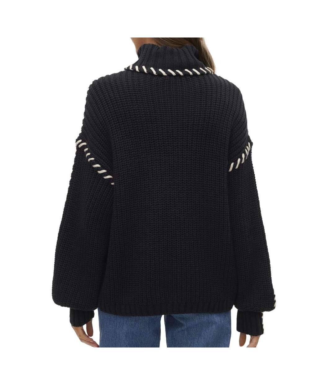 Pull en maille noir femme vero moda cream-2