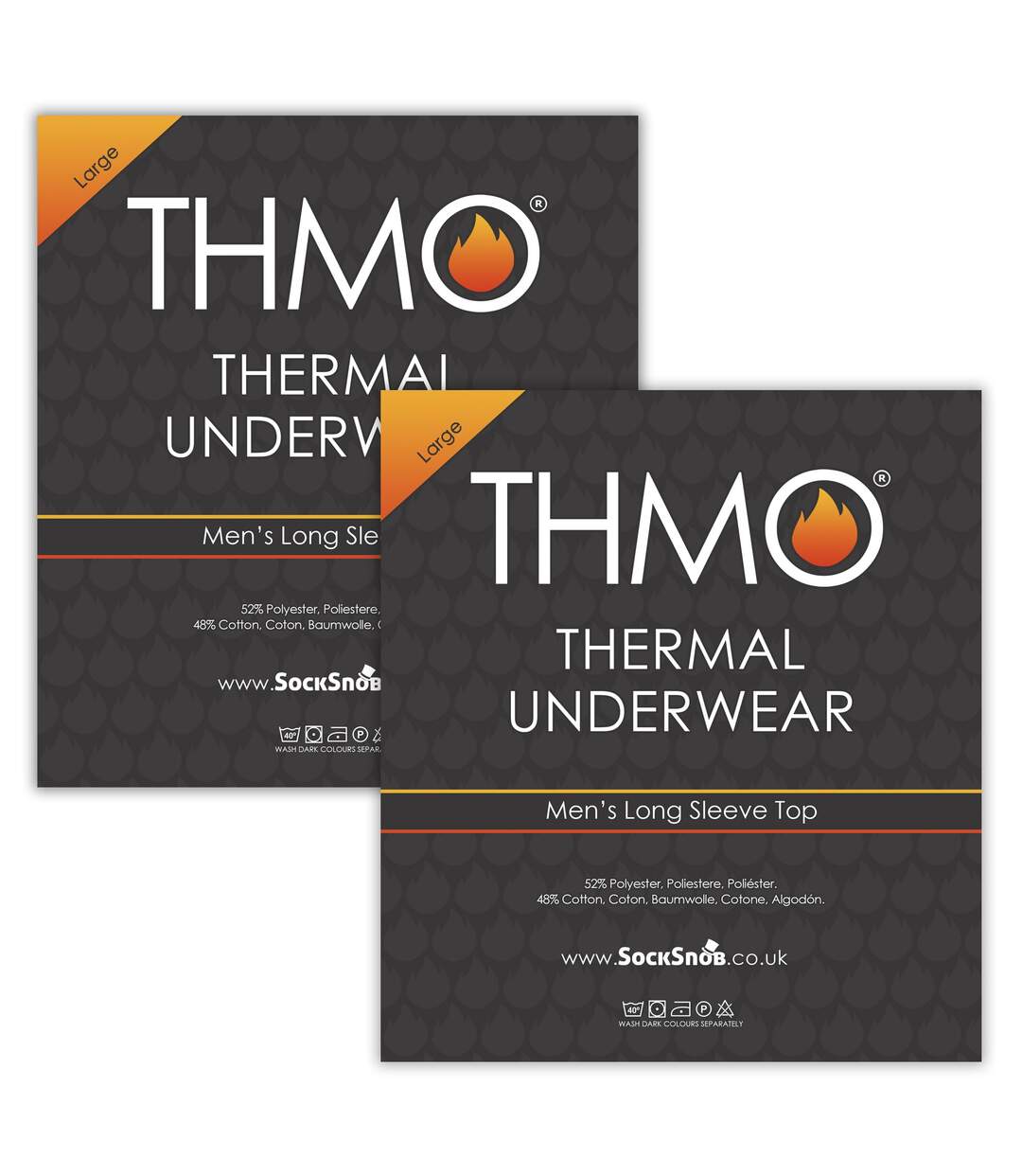 2 Pack Mens Thermal Tops Long Sleeve | Warm Winter Fleece Base Layer Top-2