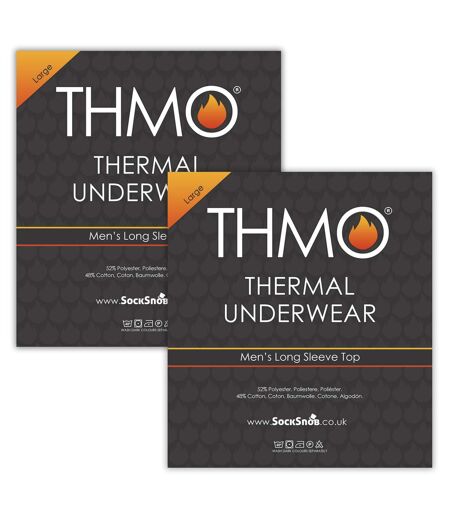 2 Pack Mens Thermal Tops Long Sleeve | Warm Winter Fleece Base Layer Top