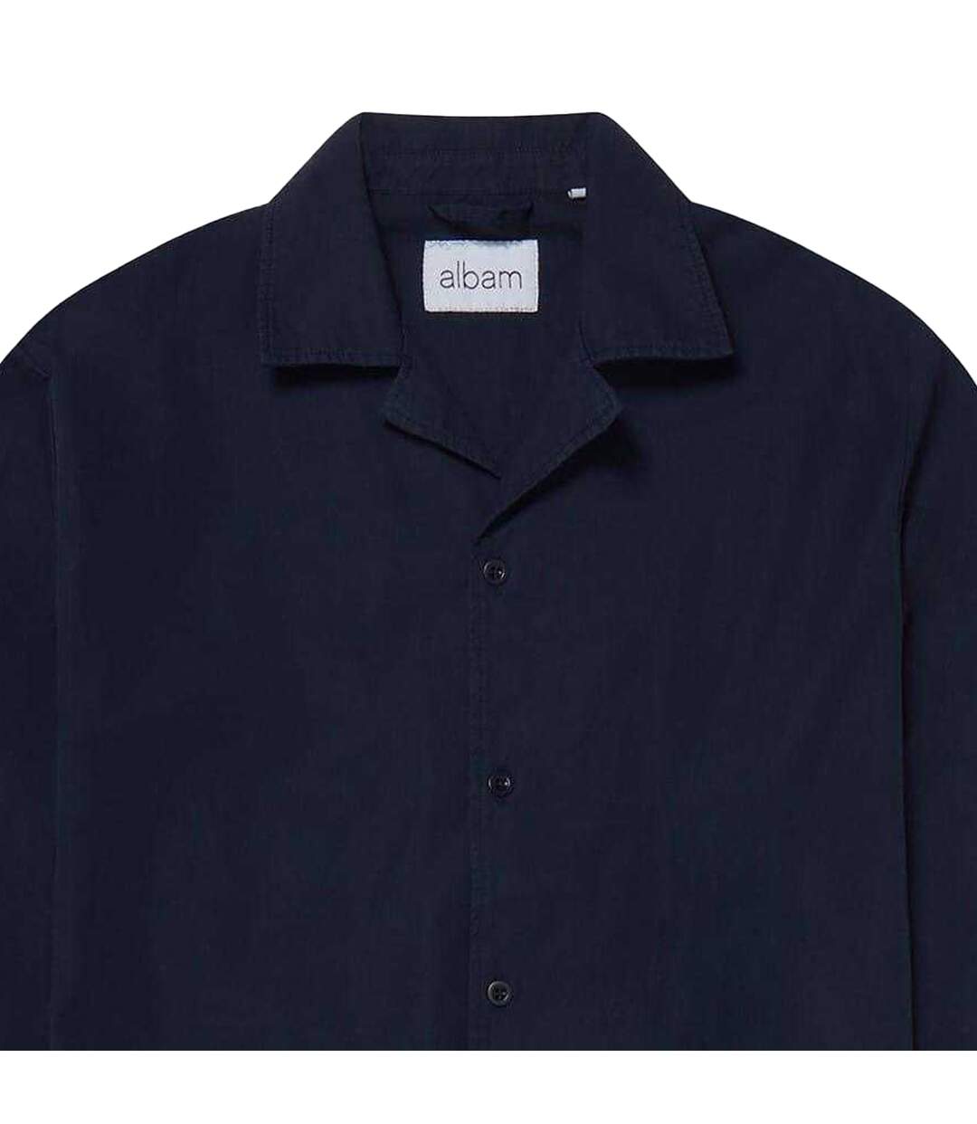 Mens Revere Collar Long-sleeved Shirt Dark Navy Albam-3