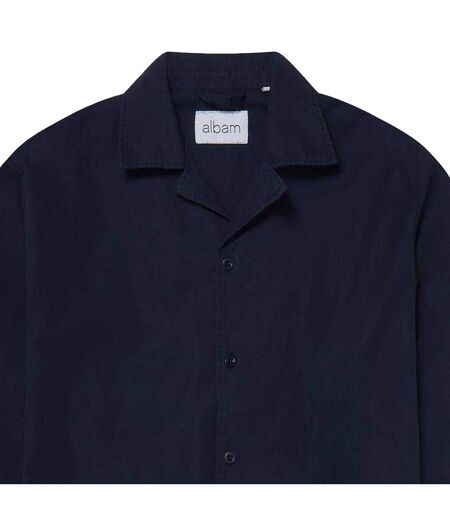 Mens Revere Collar Long-sleeved Shirt Dark Navy Albam