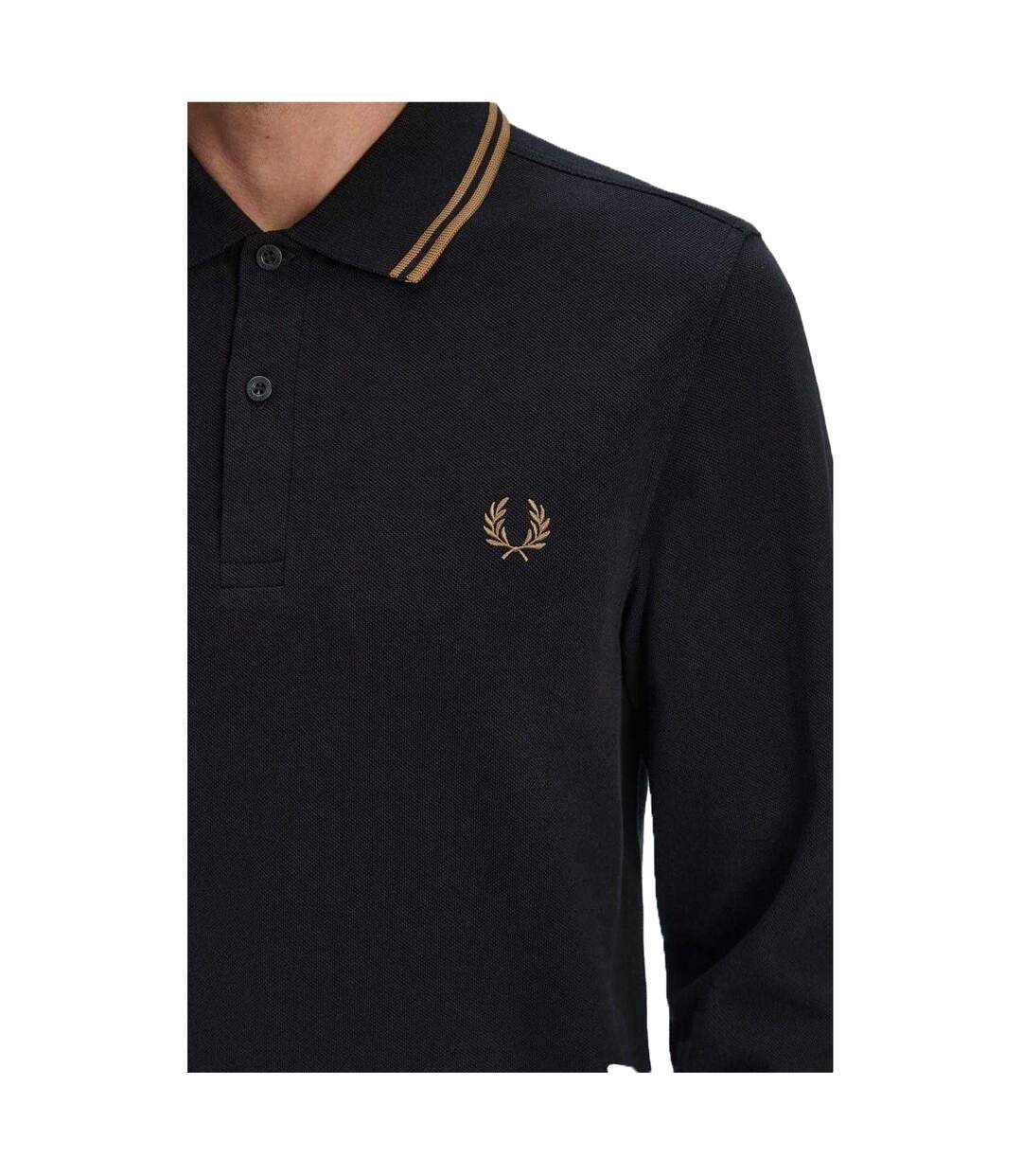 Mens Long-sleeved Polo Shirt Black Fred Perry-4