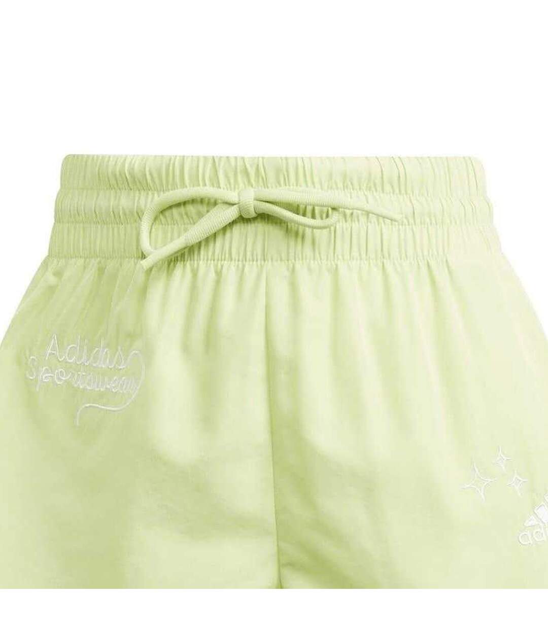 Womens/ladies Bluv Lettering Double Layer Running Shorts Green Adidas-3