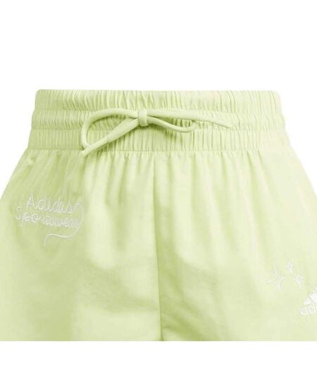 Womens/ladies Bluv Lettering Double Layer Running Shorts Green Adidas
