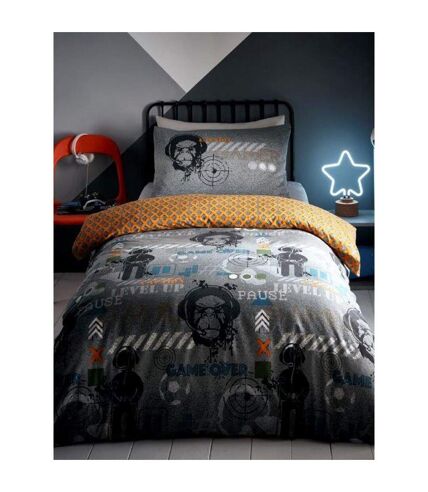 Gamer glow in the dark duvet cover set grey/orange Generic