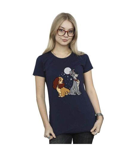 Disney Femme/Ladies - Lady And The Tramp Moon - T-shirt en coton (Bleu marine) - UTBI26158