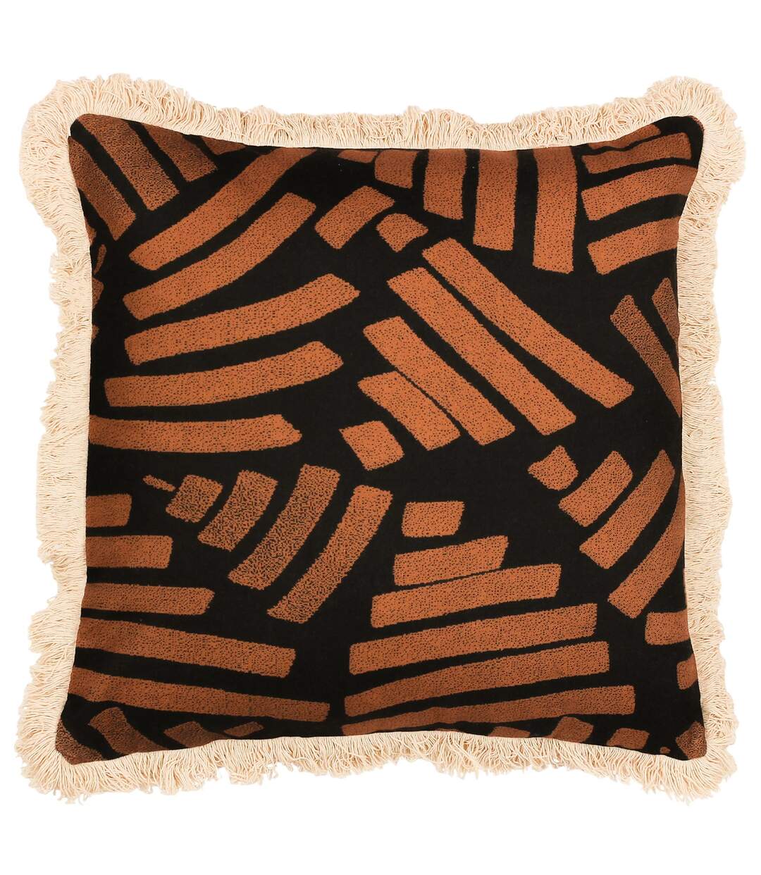 Oromo fringe cushion cover 45cm x 45cm brown Paoletti