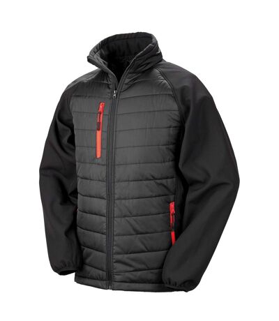 Unisex adult compass softshell padded jacket black/red Result