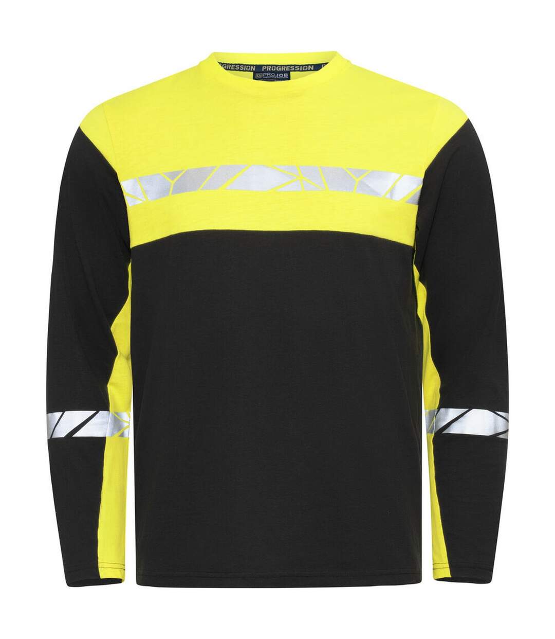 Mens Progression Hi-vis Long-sleeved T-shirt Black Yellow Projob-1