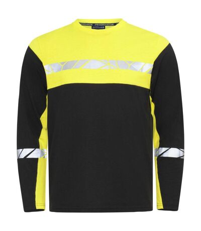 Mens Progression Hi-vis Long-sleeved T-shirt Black Yellow Projob