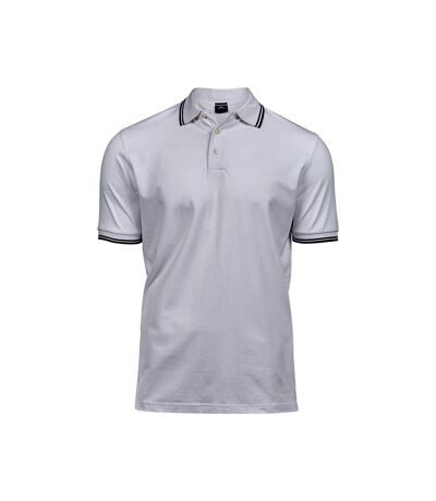 Tee Jays Mens Luxury Fashion Stripe Polo (White/Navy) - UTBC4042
