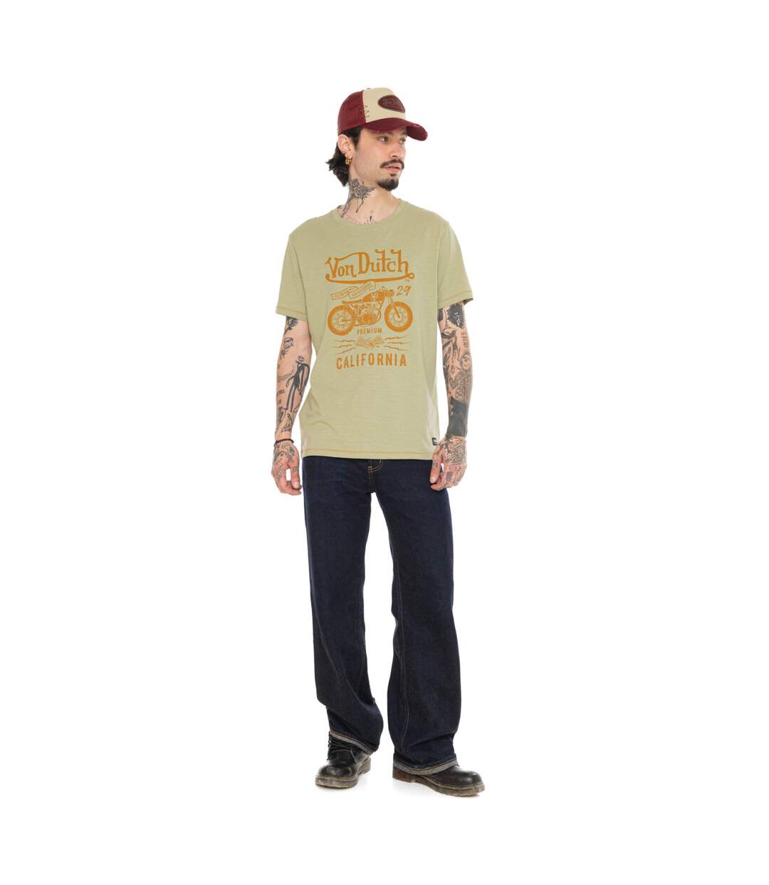 T-shirt homme regular en slub heavy wash print devant Zane Vondutch-4
