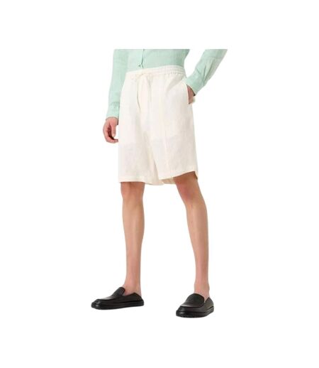 Mens Linen Plain Shorts White Emporio Armani EA7