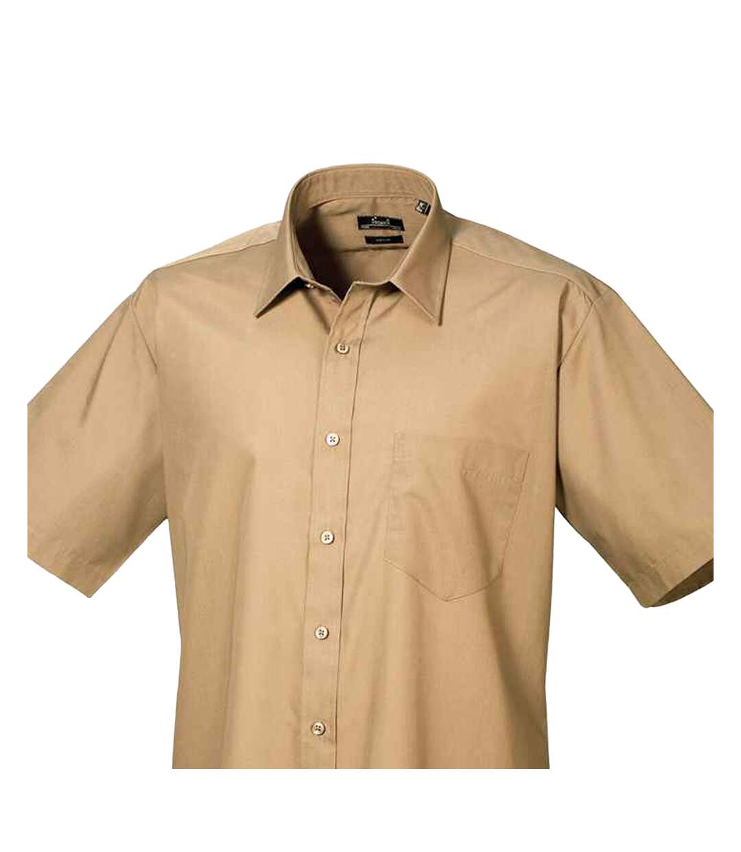 Mens Short Sleeve Poplin Shirt Khaki Premier-2
