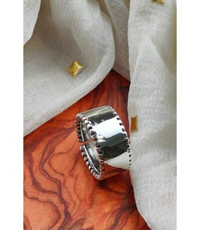 Adjustable Wide Thick Silver Band Cuff Thumb Statement Ring