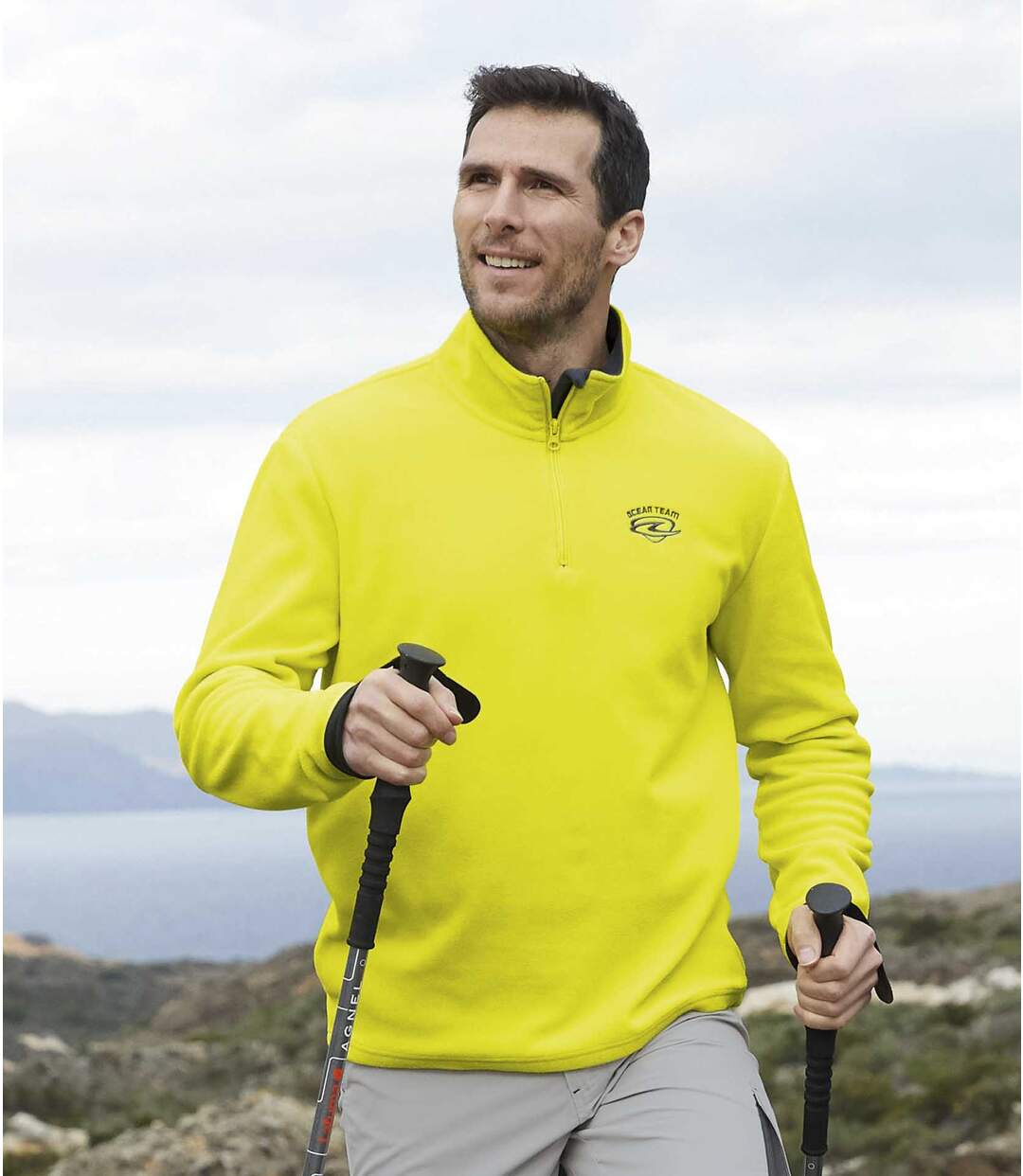 Pack of 2 Men's Outdoor Half Zip Fleece Jumpers - Grey Yellow-3