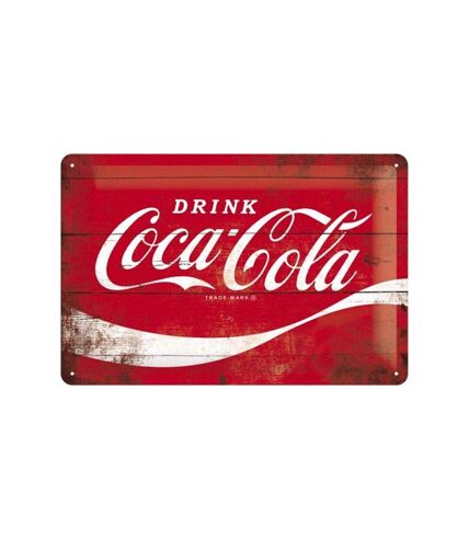 Plaque décorative en métal en relief 30 x 20 cm Coca Cola Logo Rouge