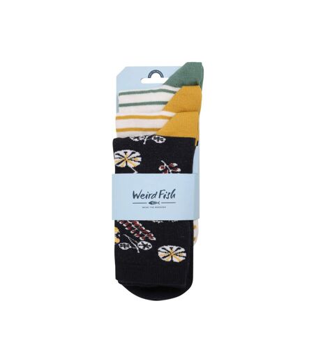 Pack Of 3  Womens/ladies Parade Patterned Socks  Deep Amber Weird Fish