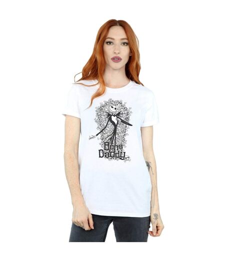 Disney Womens/Ladies Nightmare Before Christmas Bone Daddy Cotton Boyfriend T-Shirt (Blanc) - UTBI41437