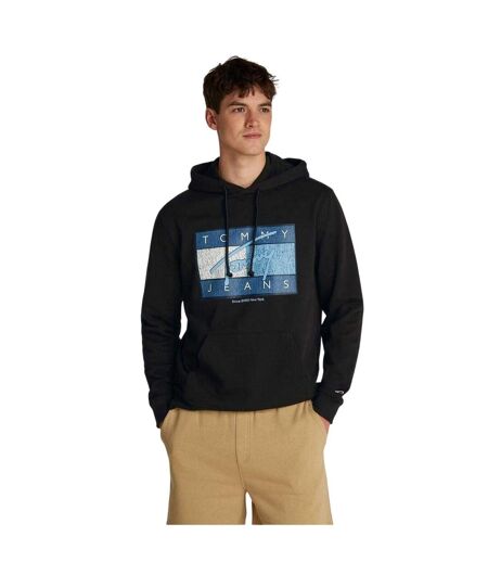 Sweat À Capuche Motif/style Drapeaux Homme Noir Tommy Jeans