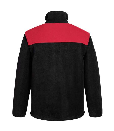 Mens Pw2 Fleece Jacket Black Red Portwest