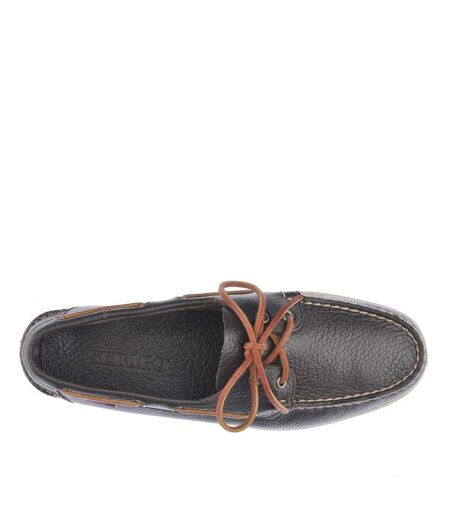 Mens Portland Martellato Full Grain Leather Boat Shoes Dark Brown Sebago