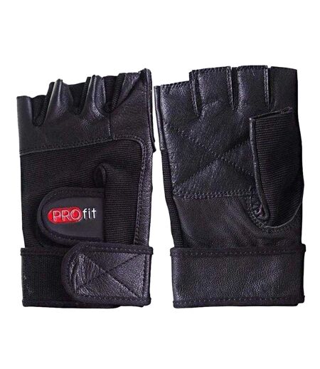 Unisex Adult Bodybuilding Fingerless Gloves Black ProFit