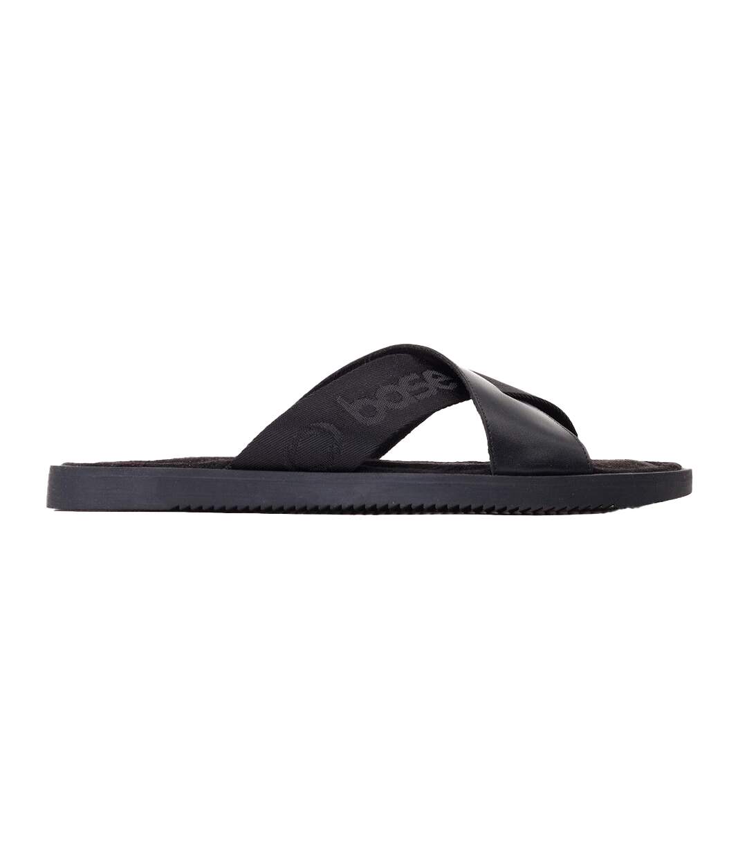 Mens Webb Leather Sliders Black Base London-3