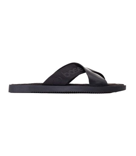 Mens Webb Leather Sliders Black Base London