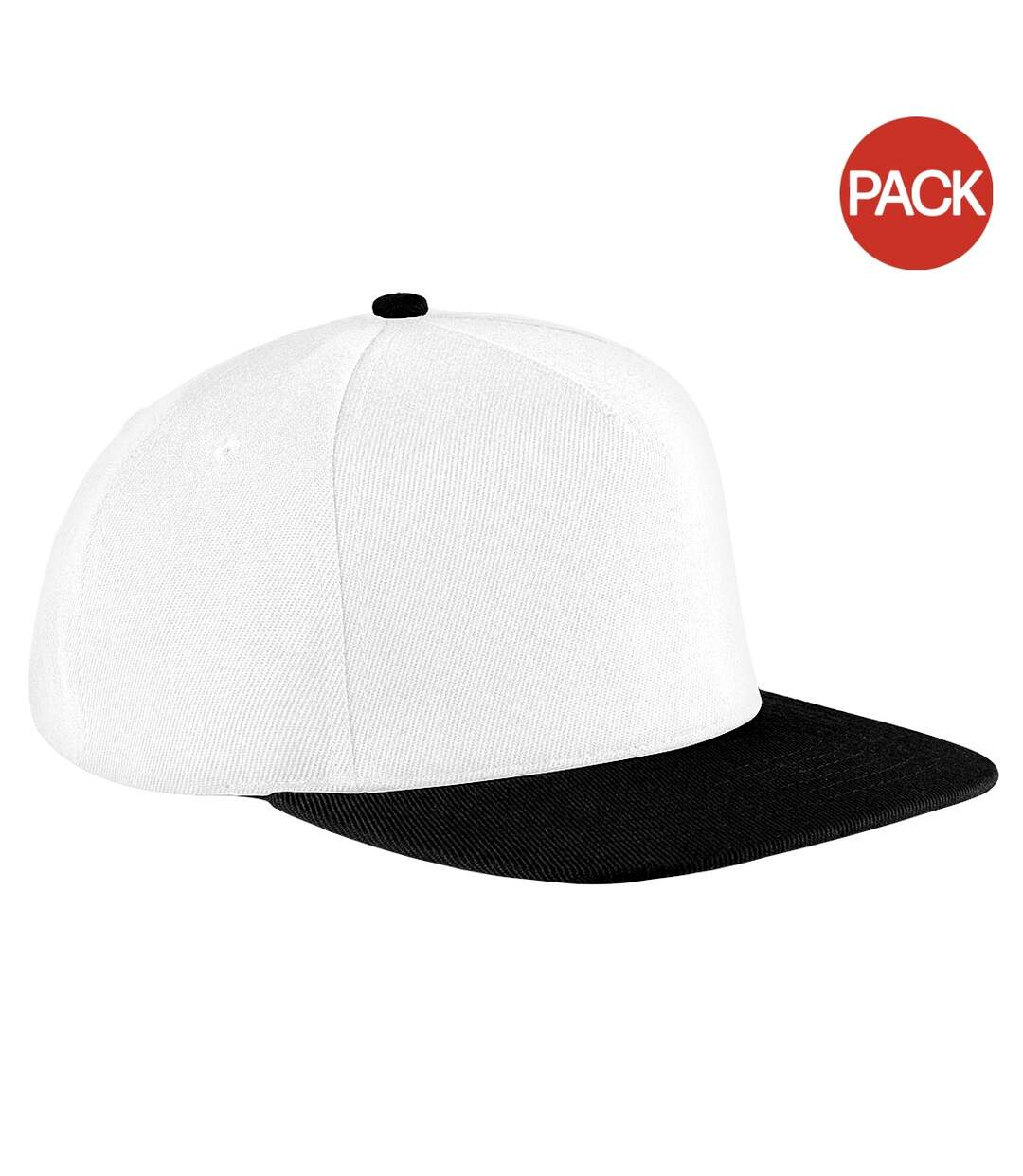 Lot de 2  casquettes à visière plate adulte blanc/noir Beechfield-1