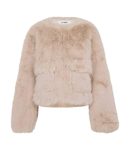 Womens/ladies Reysha Teddy Fleece Jacket Beige 4th & Reckless