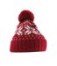 Bonnet Snowstar Fair Isle Unisexe Adulte Rouge Blanc Beechfield-1