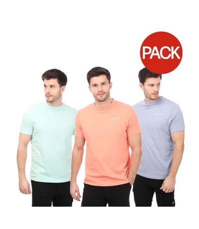 Pack Of 3  Mens Sanderson T-shirt  Orange Sky Blue Purple Nicce