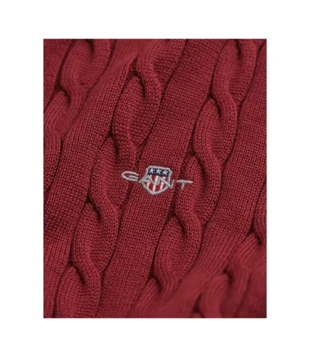 Pull Motif/style Maille Torsadée Homme Rouge Gant