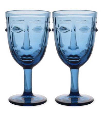 Verre à pied Visage bleu Lot de 2