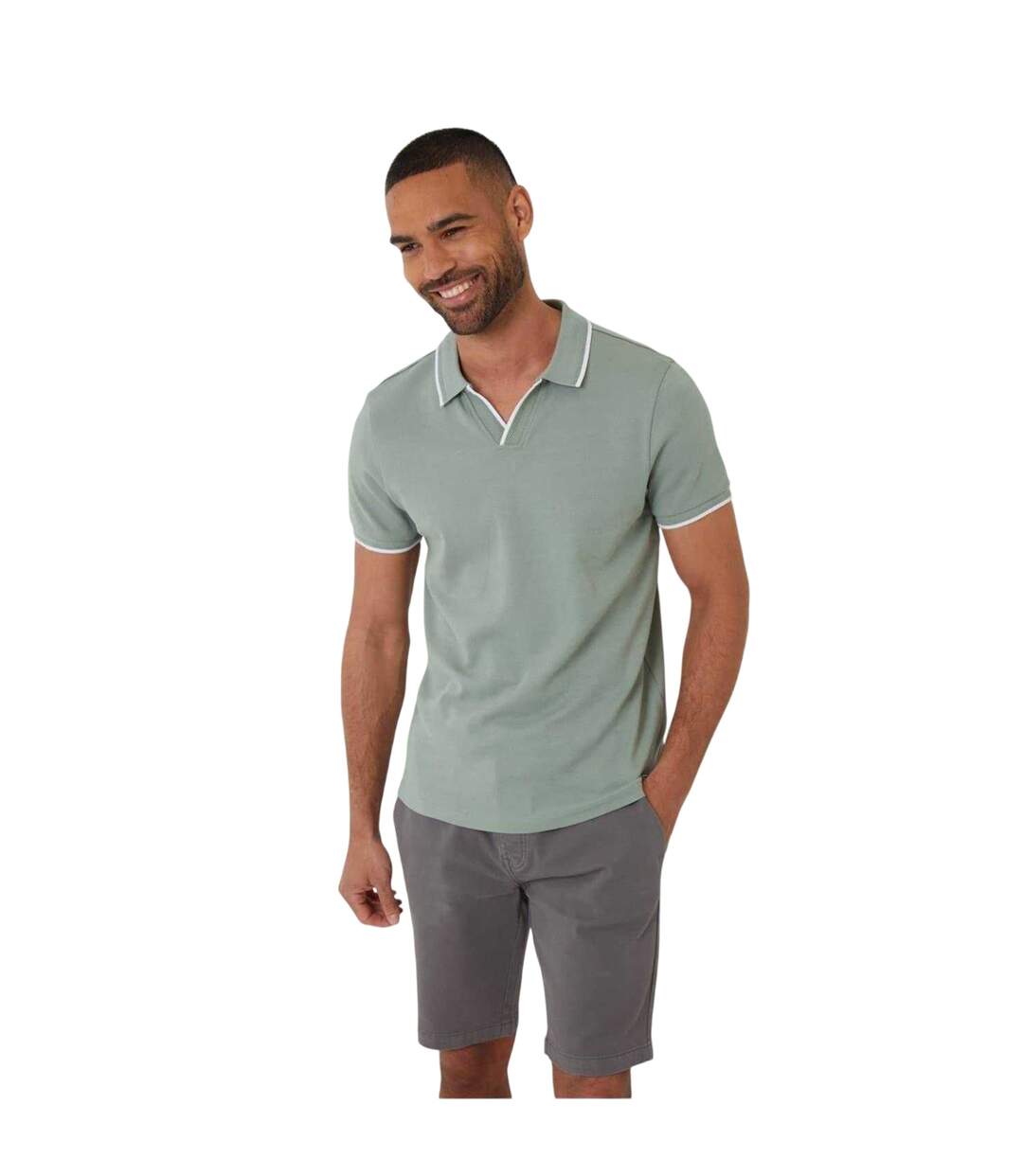 Polo Marriage Homme Vert De Gris Clair Threadbare-2